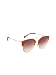 Ted Smith Women Brown Lens & Brown Round Sunglasses with UV Protected Lens