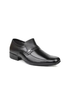 PRIVO by Inc.5 Men Black Leather Formal Slip-On Shoes