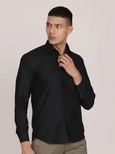 TAHVO Men Black Comfort Slim Fit Formal Shirt