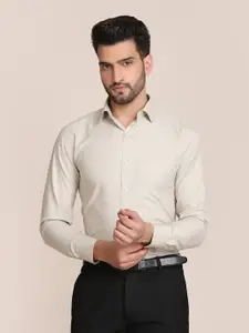 TAHVO Men Cream Comfort Slim Fit Formal Shirt