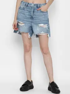 AMERICAN EAGLE OUTFITTERS Women Blue Washed Slim Fit Denim Shorts
