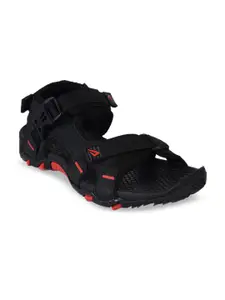 IMPAKTO Men Black Solid Sports Sandals