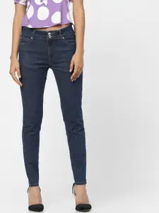 ONLY Women Blue Skinny Fit High-Rise Low Distress Jeans