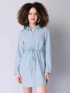 FabAlley Blue Cotton Shirt Dress