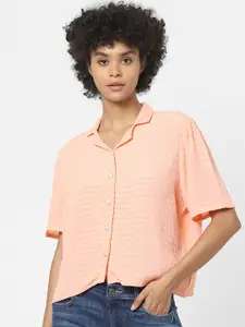 ONLY Women Coral Self Design Casual Shirt