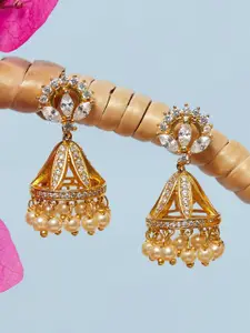 Voylla Women Gold-Toned Contemporary Jhumkas Earrings