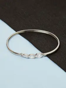 Voylla Women Silver White Rhodium-Plated Brass Cuff Bracelet