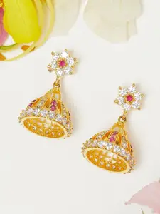 Voylla Gold-Toned Dome Shaped Jhumkas Earrings