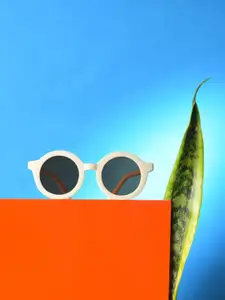 HAUTE SAUCE by  Campus Sutra HAUTE SAUCE by Campus Sutra Women Brown Lens & White Oval Sunglasses with UV Protected Lens