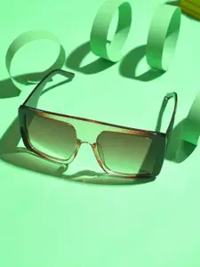 HAUTE SAUCE by  Campus Sutra HAUTE SAUCE by Campus Sutra Women Brown Lens & Brown Oversized Sunglasses with Polarised Lens