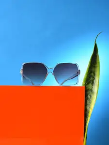 HAUTE SAUCE by  Campus Sutra HAUTE SAUCE by Campus Sutra Women Brown Lens & White Oversized Sunglasses with UV Protected Lens