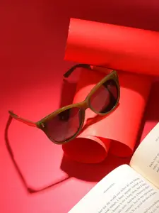 HAUTE SAUCE by  Campus Sutra HAUTE SAUCE by Campus Sutra Women Black Lens & Green Butterfly Sunglasses with UV Protected Lens