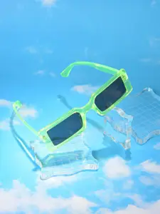 HAUTE SAUCE by  Campus Sutra HAUTE SAUCE by Campus Sutra Women Black Lens & Green Sports Sunglasses with Polarised and UV Protected Lens