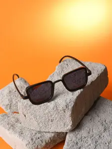 HAUTE SAUCE by  Campus Sutra HAUTE SAUCE by Campus Sutra Women Black Lens & Black Rectangle Sunglasses with UV Protected Lens