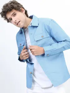 HIGHLANDER Men Blue Solid Slim Fit Casual Shirt