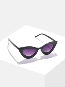 HAUTE SAUCE by  Campus Sutra HAUTE SAUCE by Campus Sutra Women Purple Lens & Black Cateye Sunglass SS22_HSSG1153