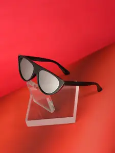 HAUTE SAUCE by  Campus Sutra HAUTE SAUCE by Campus Sutra Women Grey Lens & Black Cateye Sunglasses with UV Protected Lens