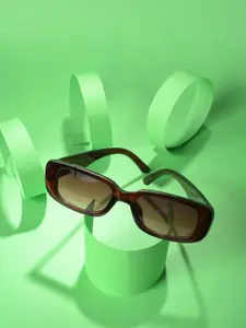 HAUTE SAUCE by  Campus Sutra HAUTE SAUCE by Campus Sutra Women Brown Lens & Brown Rectangle Sunglasses with Polarised Lens