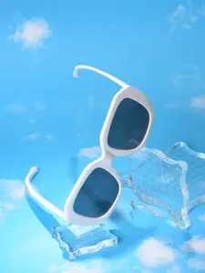 HAUTE SAUCE by  Campus Sutra HAUTE SAUCE by Campus Sutra Women Black Lens & White Wayfarer Sunglasses with Polarised Lens