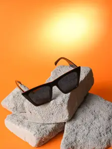 HAUTE SAUCE by  Campus Sutra HAUTE SAUCE by Campus Sutra Women Black Lens & Black Butterfly Sunglasses with UV Protected Lens