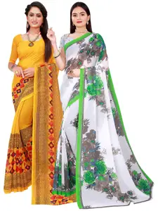 Florence White & Yellow Pure Georgette Saree