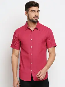 MOD ECRU Men Pink Straight Slim Fit Pure Cotton Casual Shirt