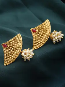 PANASH Gold-Toned Contemporary Drop Earrings