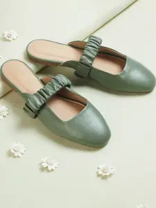 CODE by Lifestyle Women Green Mules with Buckles Flats