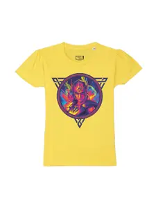 Marvel by Wear Your Mind Girls Yellow Raw Edge T-shirt