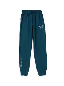 Gini and Jony Boys Green Solid Cotton Joggers