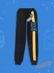 Gini and Jony Boys Black Solid Cotton Joggers