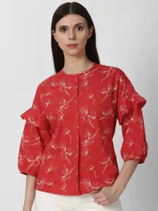 Van Heusen Woman Red Floral Print Shirt Style Top