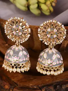 Shining Diva Grey Classic Jhumkas Earrings