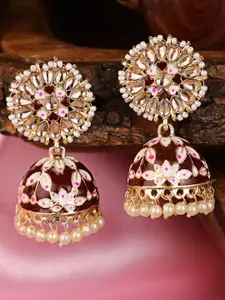 Shining Diva  Maroon Gold Plated  Classic Jhumkas Earrings