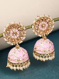 Shining Diva Pink Classic Jhumkas Earrings