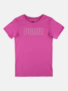 Puma Girls Pink Brand Logo Printed RunTrain Youth T-shirt