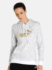 Puma Women White Essentials+ Tiger Printed Sweatshirt