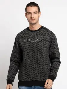 Status Quo Men Black Printed Sweatshirt