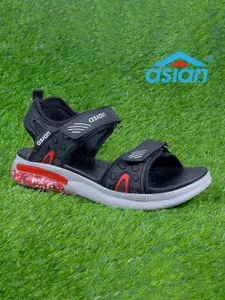 ASIAN Men Black & Red Sports Sandals