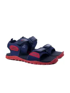 ASIAN Men Navy Blue & Red Solid Sports Sandals