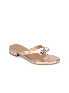 Delize Women Rose Gold Open Toe with Buckles Flats