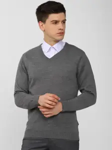 Van Heusen Men Grey V Neck Pullover Sweater