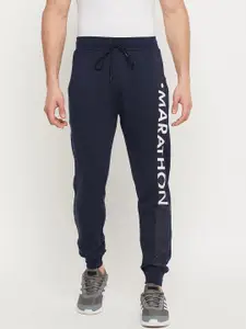 Duke Men Blue Typography Printed Cotton Slim-Fit Joggers
