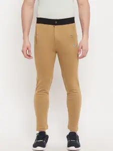 Duke Men Yellow Solid Cotton Slim-Fit Track Pants