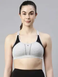 Enamor Grey Non-Wired Removable Pads High Coverage Medium Impact Sports Bra SB08