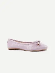 Carlton London Women Pink Textured Party Ballerinas with Bows Flats