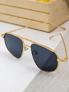 Bellofox Women Blue Lens & Gold-Toned Oversized Sunglasses