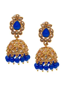 Shining Jewel - By Shivansh Gold-Toned Dome Shaped Gold-Plated Jhumkas Earrings