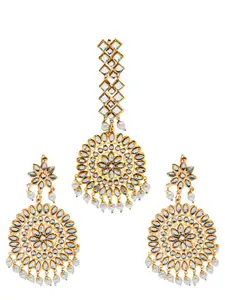Shining Jewel - By Shivansh Gold Plated & White Circular Drop Earrings