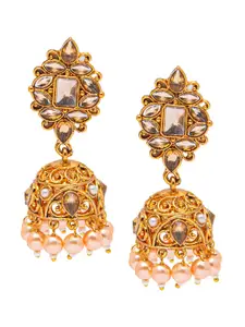Shining Jewel - By Shivansh Gold Plated Dome Shaped Jhumkas Earrings